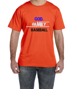 Men's Baseball, God, Family Black T-Shirt -