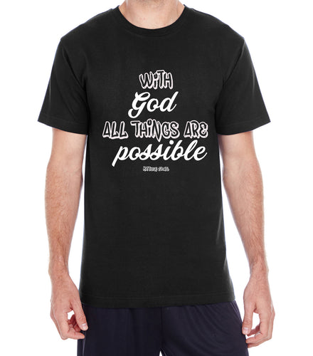 Men's With God all Black T-Shirt - 5.3 oz
